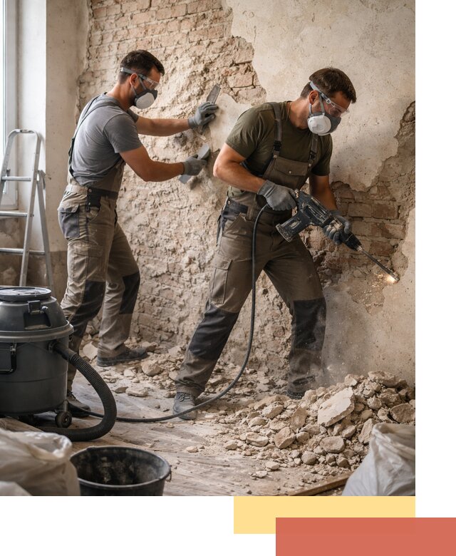 Демонтаж штукатурки со стен в Сегеже быстро и аккуратно