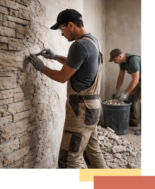 Демонтаж декоративного камня в Сегеже профессионально и безопасно