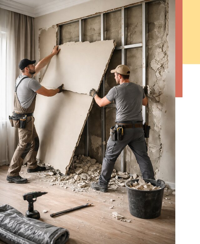 Демонтаж гипсокартона со стен в Сегеже от 364 руб. — услуги демонтажа | ОТДЕЛОЧНИК-Сгж