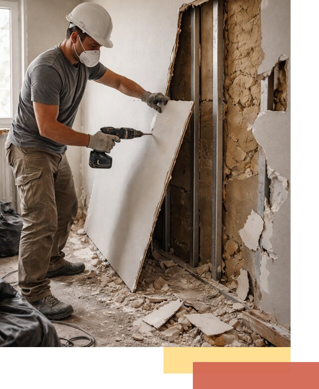 Демонтаж гипсокартона со стен в Сегеже качественно и быстро