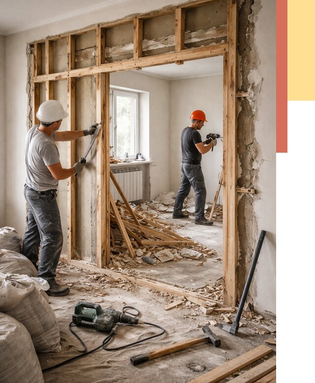 Демонтаж деревянных перегородок в Сегеже от 3330 руб. — быстро и недорого | ОТДЕЛОЧНИК-Сгж