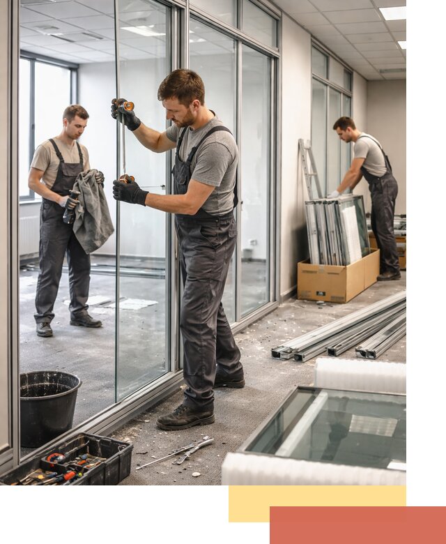 Демонтаж стеклянных перегородок в Сегеже быстро и безопасно