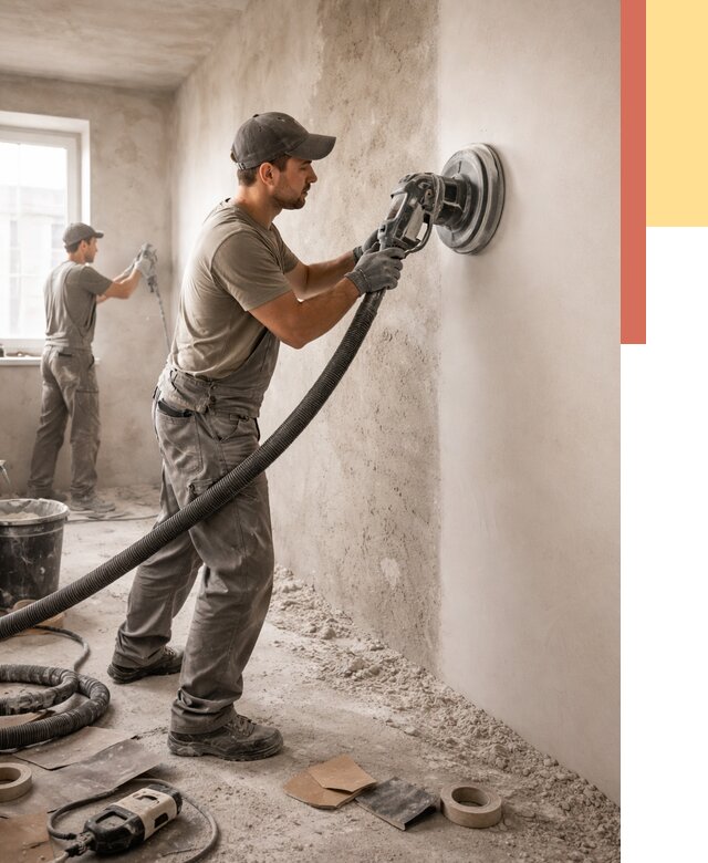 Шлифовка стен в Сегеже от 1249 руб/м2 — быстро и недорого | ОТДЕЛОЧНИК-Сгж