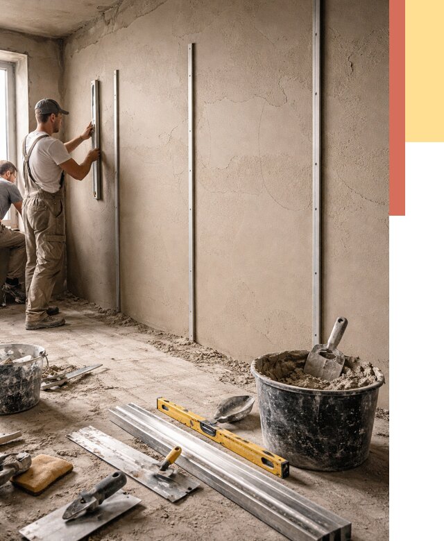 Штукатурка стен по маякам в Сегеже от 5723 руб./м² — выравнивание под ключ | ОТДЕЛОЧНИК-Сгж