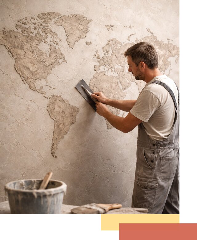 Декоративная штукатурка «Карта мира» под ключ в Сегеже