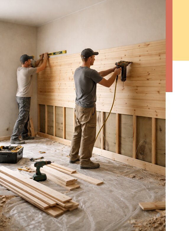 Монтаж деревянной вагонки на стены в Сегеже от 7804 руб. | Услуги монтажа вагонки | ОТДЕЛОЧНИК-Сгж