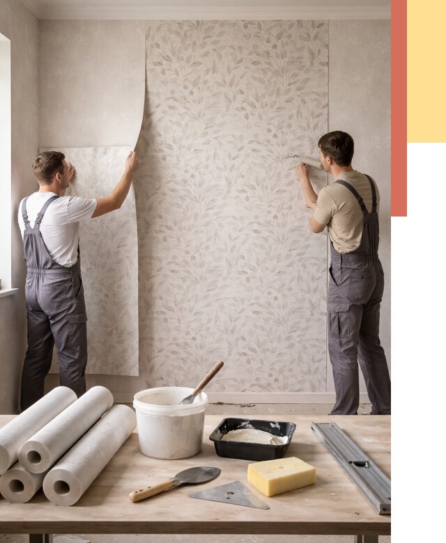 Поклейка обоев с подбором рисунка в Сегеже от 3642 руб. | ОТДЕЛОЧНИК-Сгж - быстро и недорого