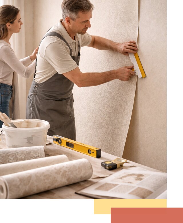 Поклейка обоев с подбором рисунка в Сегеже