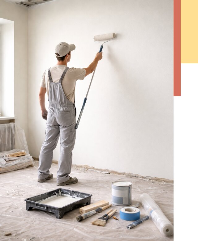 Покраска стен водоэмульсионной краской в Сегеже от 468 руб. за м² | ОТДЕЛОЧНИК-Сгж