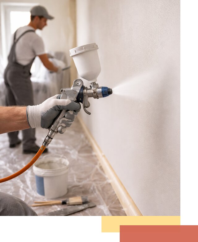 Покраска стен краскопультом в Сегеже быстро и качественно