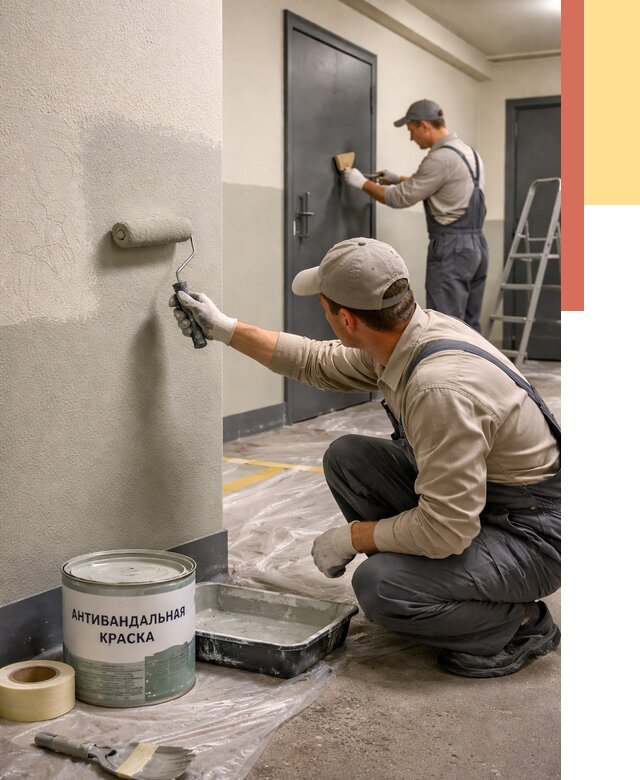 Покраска стен антивандальной краской в Сегеже от 4682 руб./м² под ключ | ОТДЕЛОЧНИК-Сгж