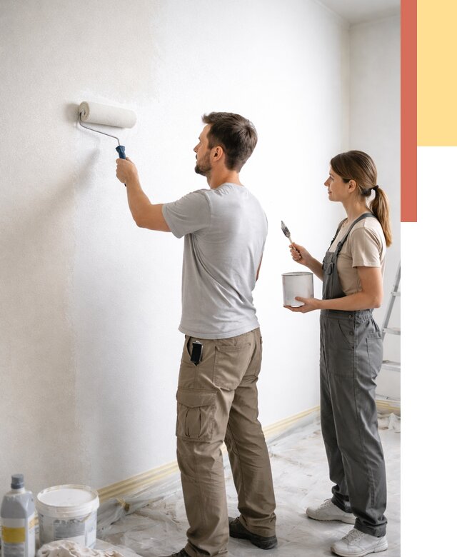 Окраска стен по стеклохолсту в Сегеже от 4682 руб/м² под ключ | ОТДЕЛОЧНИК-Сгж