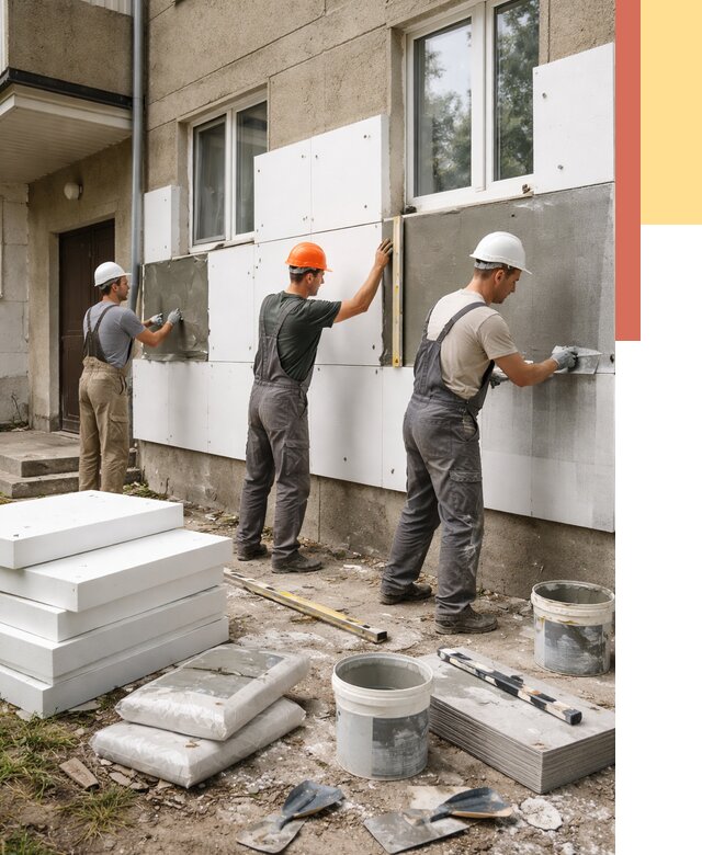 Утепление стен пенопластом в Сегеже от 1821 руб. — недорого и под ключ | ОТДЕЛОЧНИК-Сгж