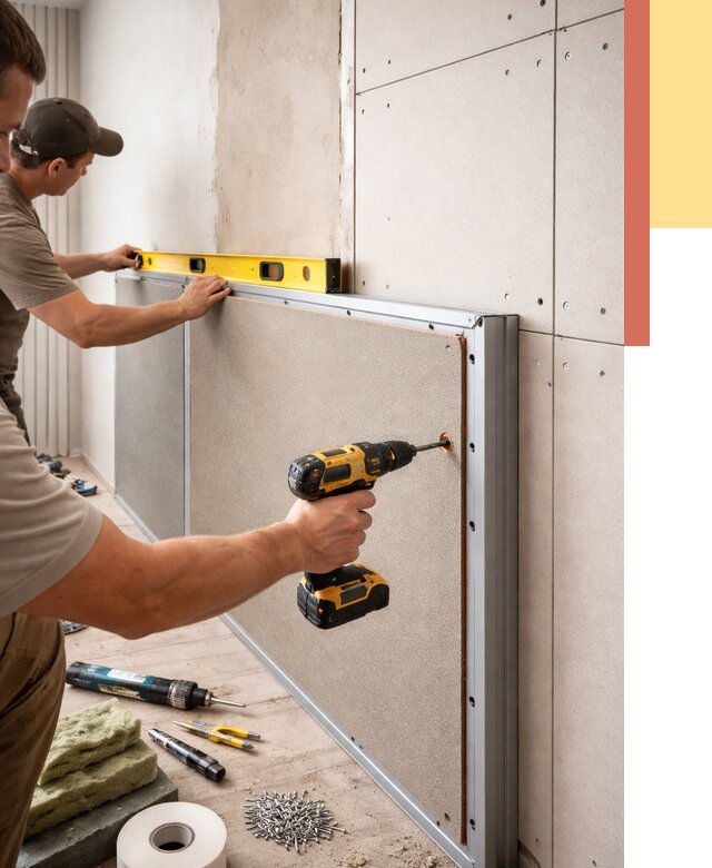 Шумоизоляция стен панелями ЗИПС в Сегеже от 2289 руб./м² под ключ | ОТДЕЛОЧНИК-Сгж