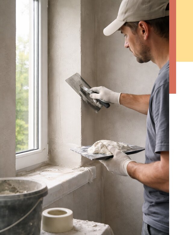 Штукатурка откосов в Сегеже от 4682 руб/м² — услуги и выравнивание под ключ | ОТДЕЛОЧНИК-Сгж