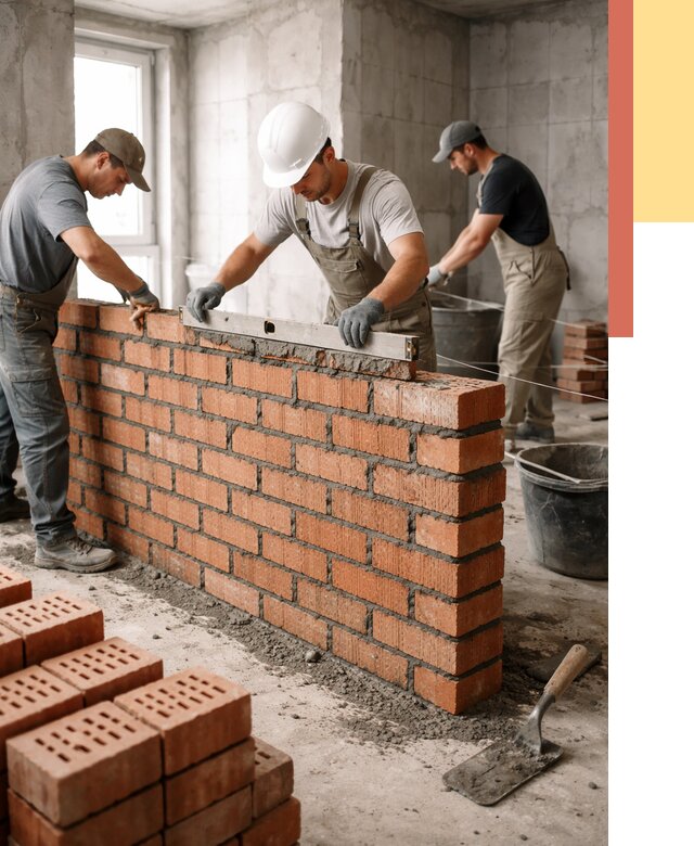 Кладка перегородок из кирпича в Сегеже от 3642 руб. за м² | ОТДЕЛОЧНИК-Сгж