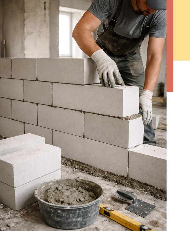Кладка перегородок из силикатного блока в Сегеже от 4162 руб. под ключ | ОТДЕЛОЧНИК-Сгж
