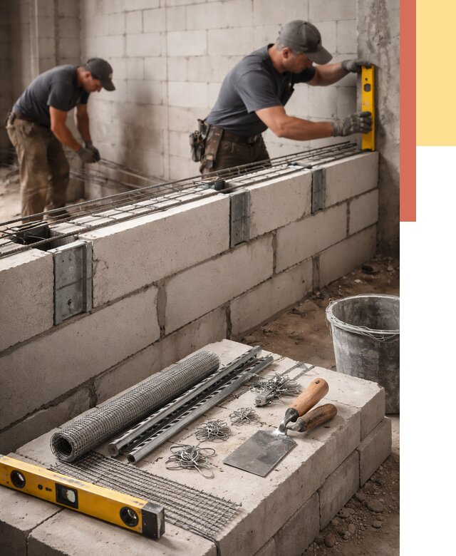 Армирование кладки перегородок в Сегеже от 780 руб. под ключ | ОТДЕЛОЧНИК-Сгж