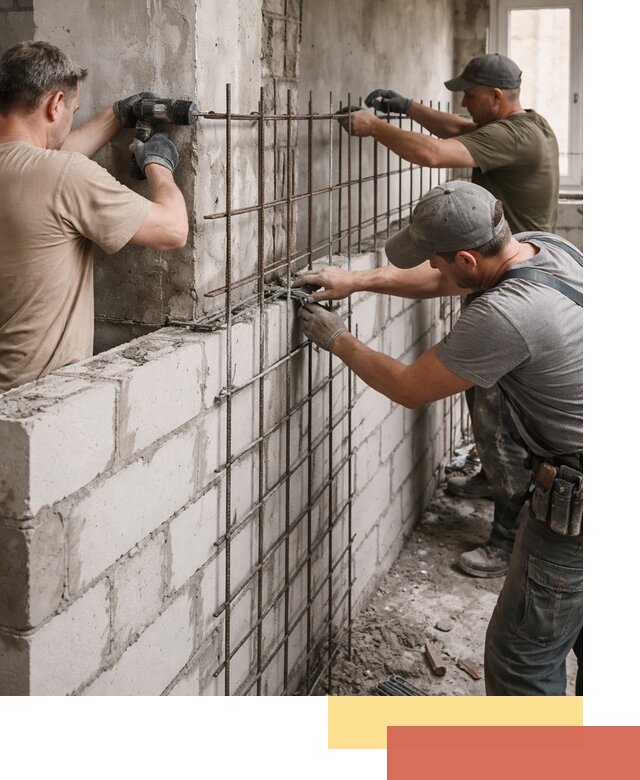 Армирование кладки перегородок в Сегеже профессионально и надёжно