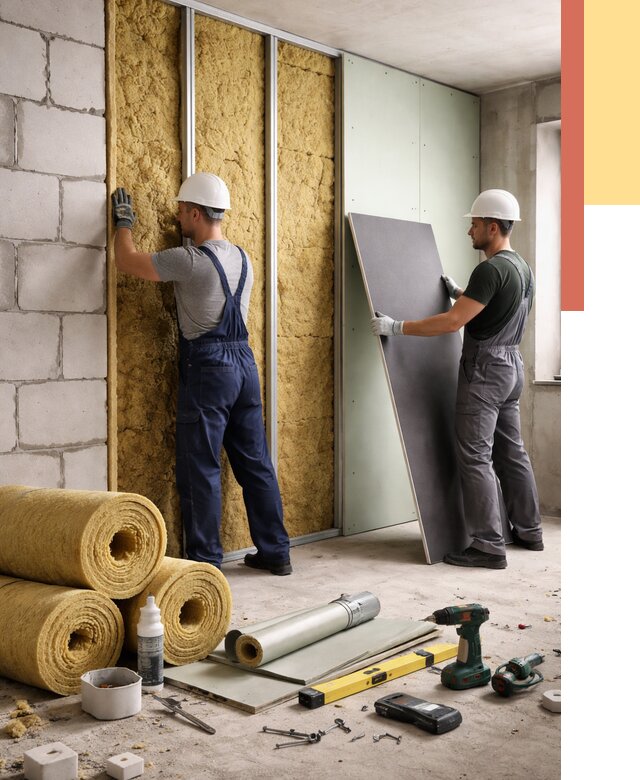 Шумоизоляция перегородок из блоков в Сегеже от 1925 руб./м² — быстро и недорого | ОТДЕЛОЧНИК-Сгж