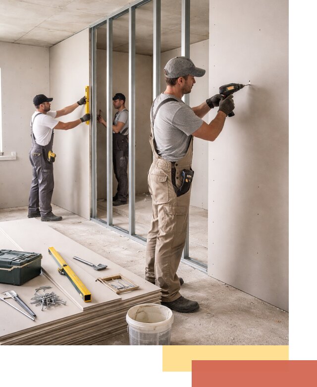 Однослойная перегородка из гипсокартона в Сегеже под ключ, монтаж и отделка