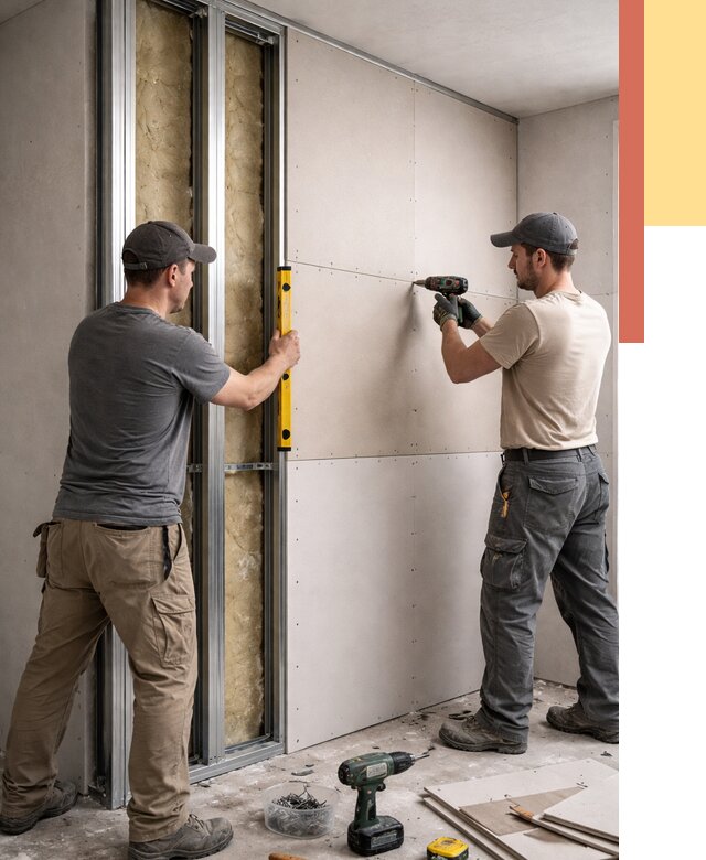 Монтаж двухслойной перегородки из гипсокартона в Сегеже от 1509 руб. | ОТДЕЛОЧНИК-Сгж