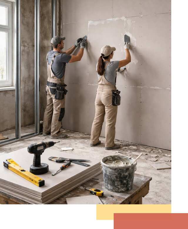 Монтаж двухслойной перегородки из гипсокартона в Сегеже