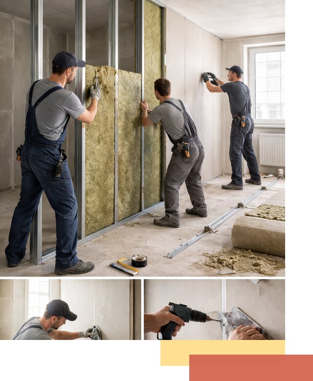 Перегородка из гипсокартона с шумоизоляцией в Сегеже — монтаж под ключ