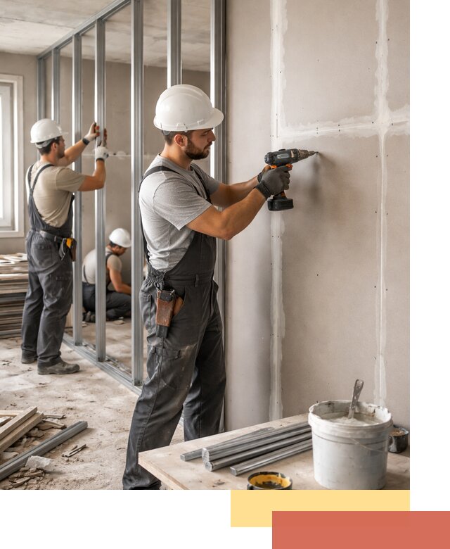 Перегородки из огнестойкого гипсокартона в Сегеже под ключ