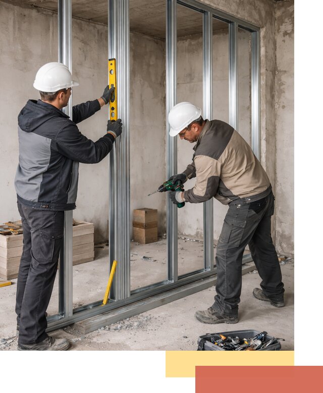 Монтаж каркаса перегородки из профиля в Сегеже