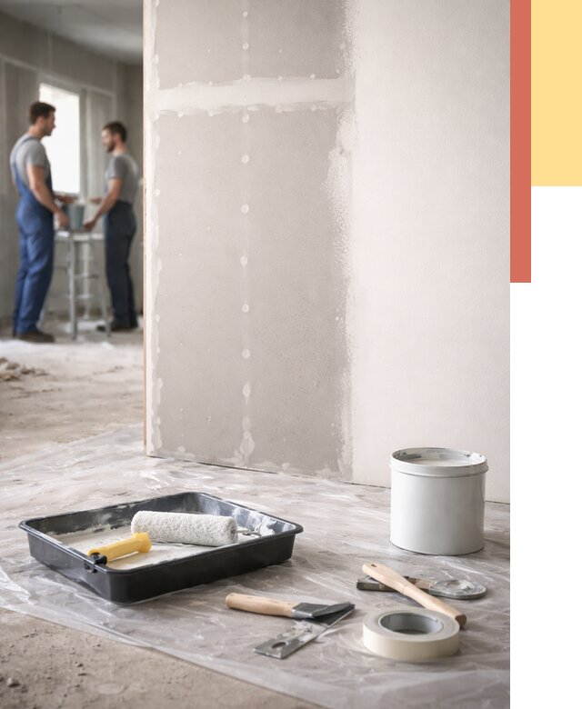 Покраска перегородок из гипсокартона в Сегеже от 4682 руб. под ключ | ОТДЕЛОЧНИК-Сгж