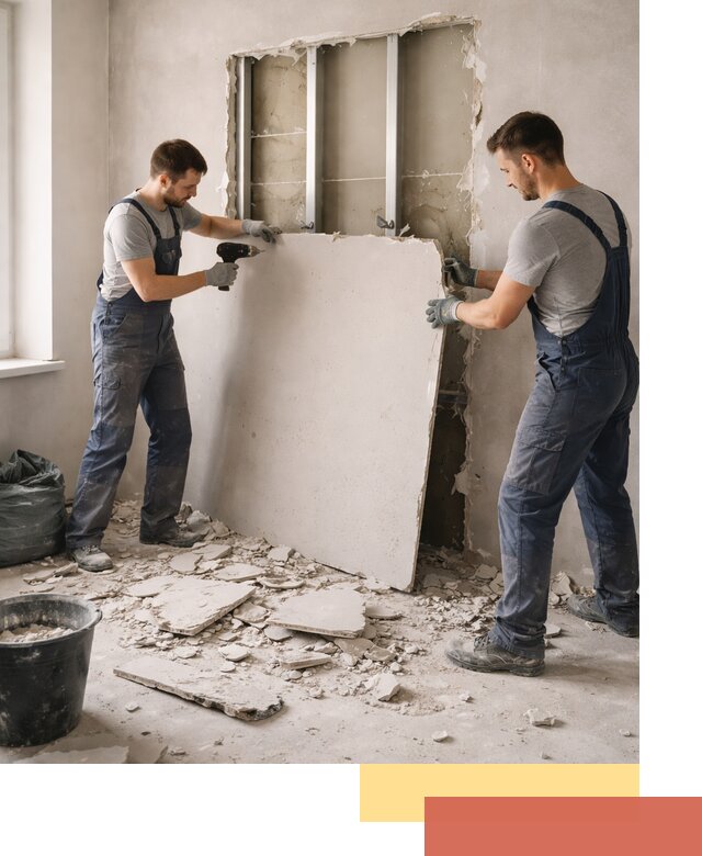 Демонтаж перегородки из гипсокартона в Сегеже быстрый и аккуратный