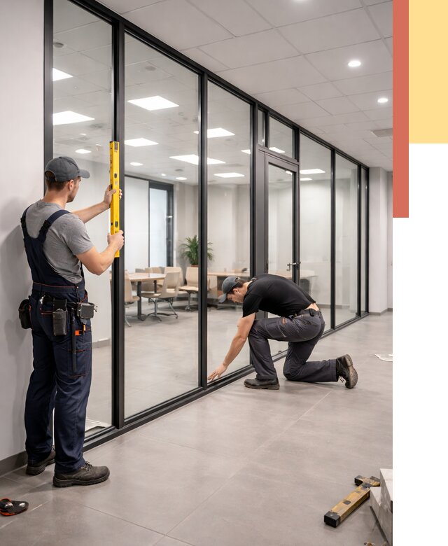 Каркасные стеклянные перегородки в Сегеже под ключ от 9573 руб. | ОТДЕЛОЧНИК-Сгж