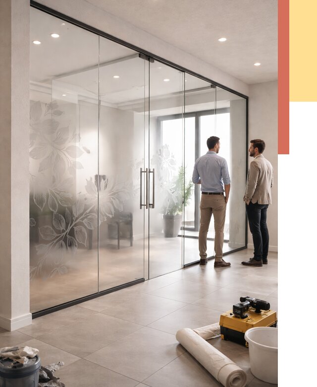 Стеклянные перегородки с рисунком в Сегеже от 13006 руб. монтаж и нанесение | ОТДЕЛОЧНИК-Сгж