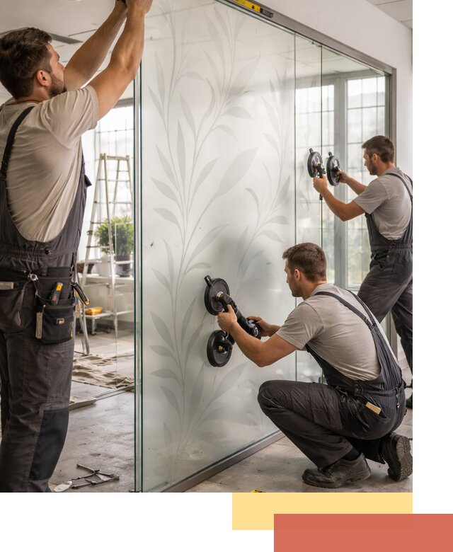 Стеклянные перегородки с рисунком на заказ в Сегеже