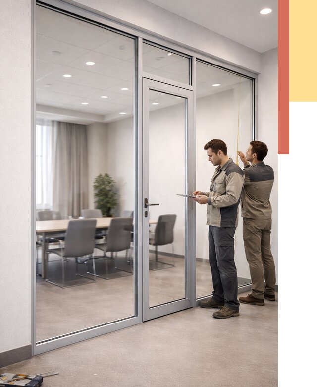 Установка и монтаж алюминиевых перегородок со стеклом в Сегеже от 8532 руб. | ОТДЕЛОЧНИК-Сгж