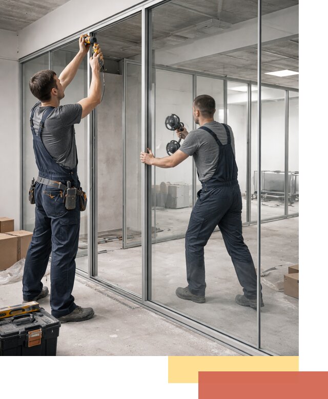 Алюминиевые перегородки со стеклом в Сегеже — изготовление и монтаж