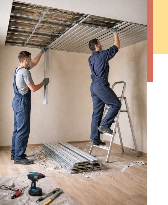 Демонтаж реечного потолка в Сегеже от 4682 руб. быстро и недорого | ОТДЕЛОЧНИК-Сгж