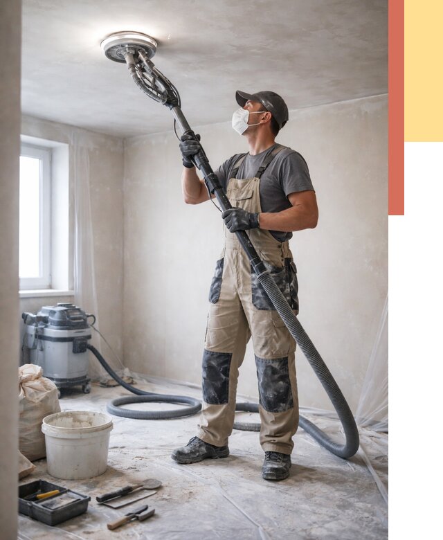 Шлифовка потолка в Сегеже от 3642 руб. — услуги шлифования потолка | ОТДЕЛОЧНИК-Сгж