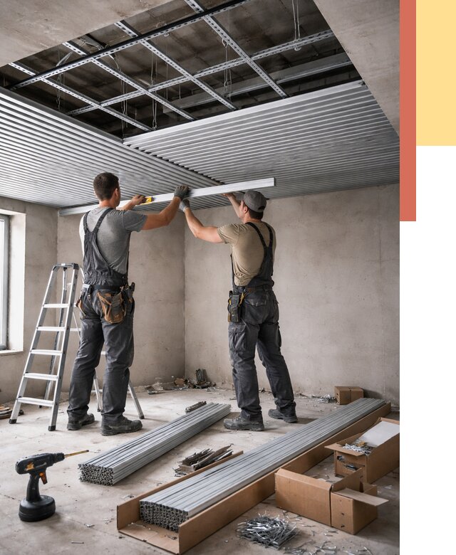 Монтаж реечного потолка в Сегеже от 4682 руб. под ключ | ОТДЕЛОЧНИК-Сгж