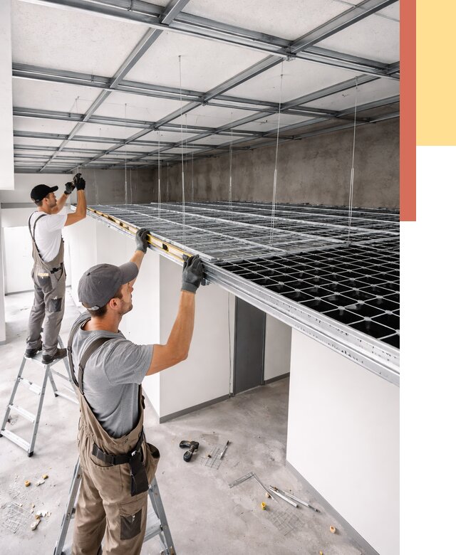 Монтаж потолка грильято в Сегеже от 468 руб./м² — быстрая сборка под ключ | ОТДЕЛОЧНИК-Сгж