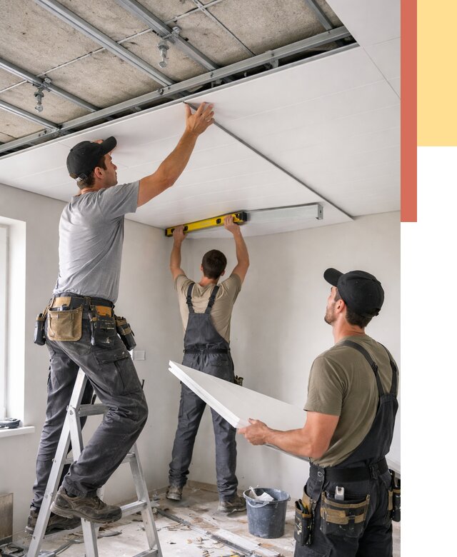 Монтаж потолка из ПВХ панелей в Сегеже от 3642 руб./м2 — быстро и недорого | ОТДЕЛОЧНИК-Сгж