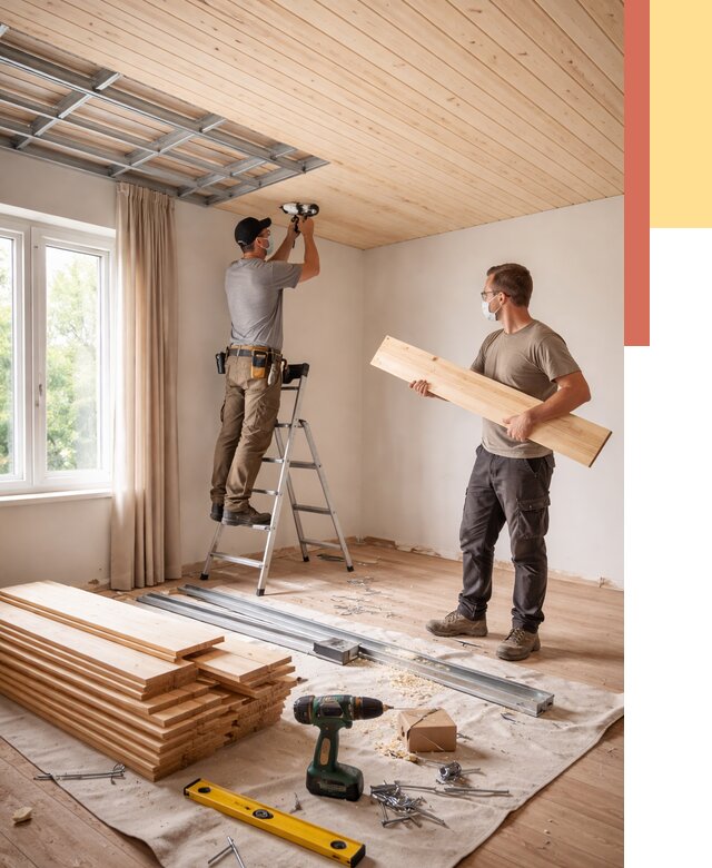 Монтаж потолка из вагонки в Сегеже от 6763 руб. | Быстро и недорого — ОТДЕЛОЧНИК-Сгж