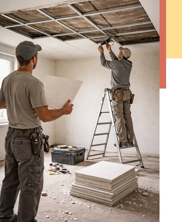 Замена плит подвесного потолка в Сегеже от 1821 руб. быстро и недорого | ОТДЕЛОЧНИК-Сгж