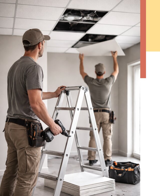 Обслуживание подвесного потолка в Сегеже от 3642 руб. — быстро и недорого | ОТДЕЛОЧНИК-Сгж