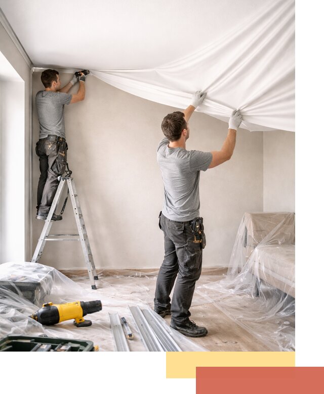 Монтаж тканевого натяжного потолка в Сегеже недорого и быстро