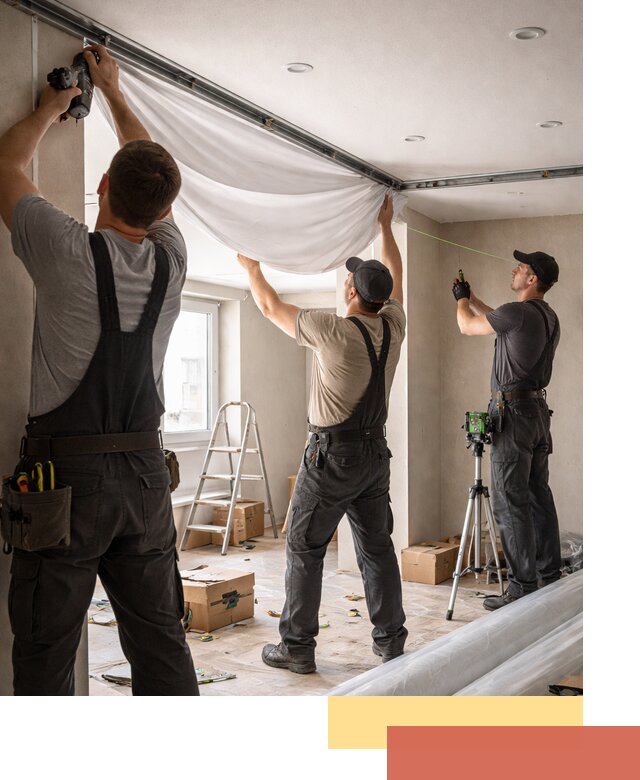 Монтаж парящего натяжного потолка под ключ в Сегеже