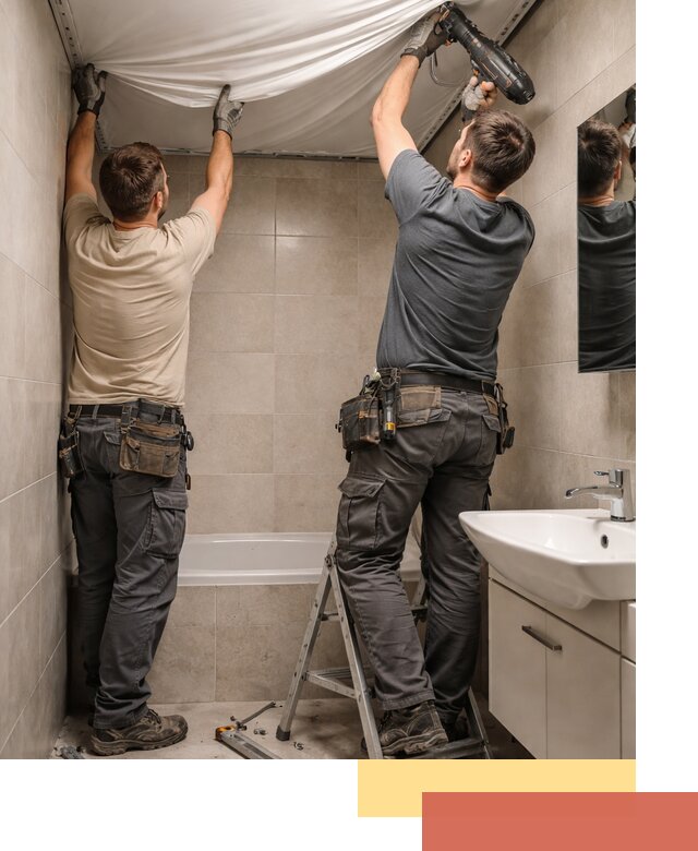 Монтаж натяжного потолка в ванной в Сегеже быстро и качественно