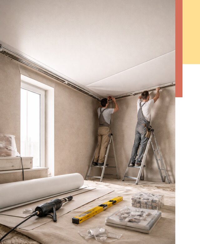 Монтаж натяжного потолка в спальне в Сегеже от 3954 руб. под ключ | ОТДЕЛОЧНИК-Сгж