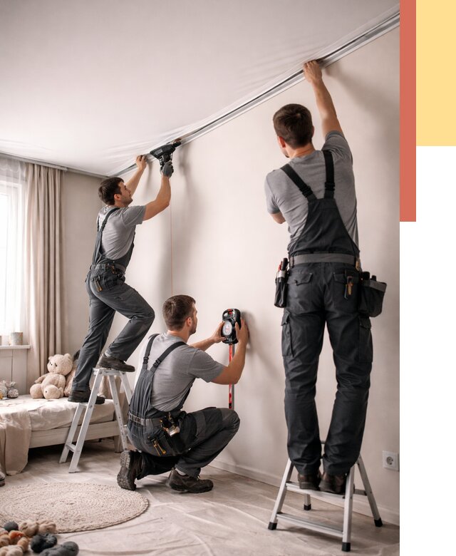 Монтаж натяжного потолка в детской в Сегеже от 3642 руб. — быстро и недорого | ОТДЕЛОЧНИК-Сгж